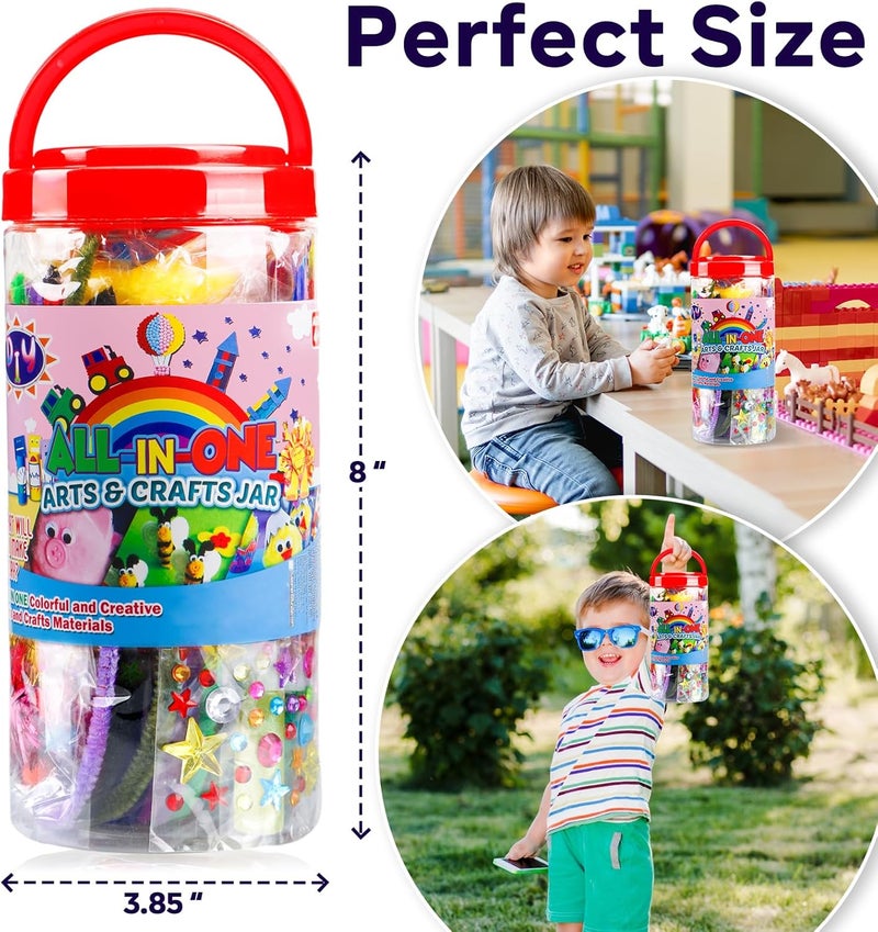 FUNZBO Arts and Crafts Supplies for Kids - Craft Kit with Glitter Glue Stick, Pipe Cleaners Pom Poms Craft Tools, DIY School Supplies Kit, Girls Toys, Christmas Birathday Gifts for Girls Boys Age 4+ - Image 3