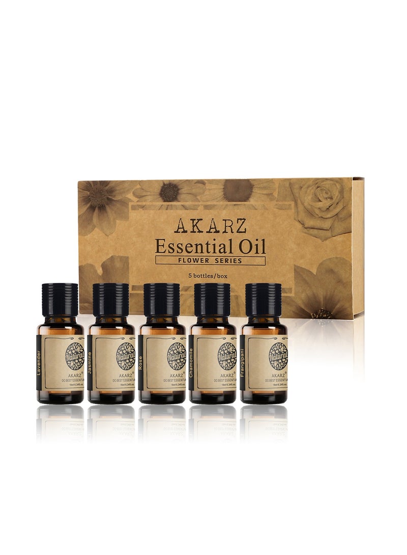 AKARZ AKARZ Hots 5 Sets Essential Oil Gift Set - Sandalwood, Patchouli, Jasmine, Rose , Ylang Ylang Body, Face & Massage Therapy, Aromatherapy Oils - Image 1