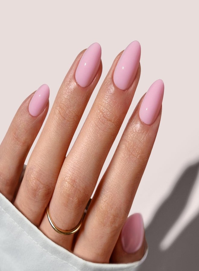 BTArtbox Press On Nails Almond - Pastel Baby Pink Short Press On Nails with Glue for Women, Opaque Soft Gel Glue On Nails in 16 Sizes - 32 Stick On Nails Kit, Bounce Kiss - Image 1