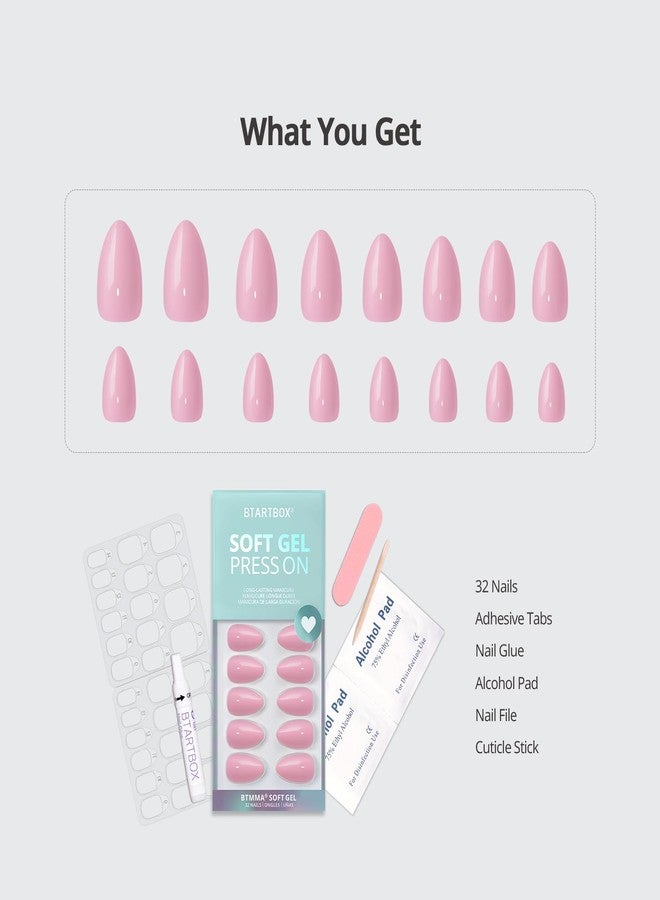 BTArtbox Press On Nails Almond - Pastel Baby Pink Short Press On Nails with Glue for Women, Opaque Soft Gel Glue On Nails in 16 Sizes - 32 Stick On Nails Kit, Bounce Kiss - Image 5