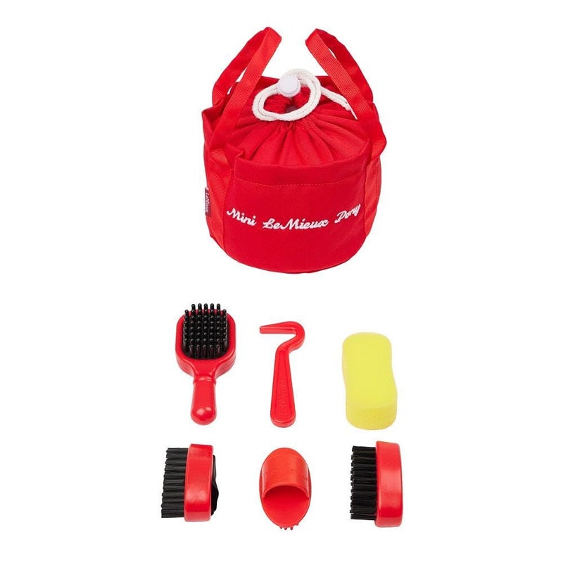 LeMieux Toy Pony Grooming Kit Ember - Includes Brushes, Curry Comb, Sponge, Tangle Tidy & Hoof Pick - Store in Mini Drawstring Grooming Bag - Suitable for Ages 3+ - Image 1