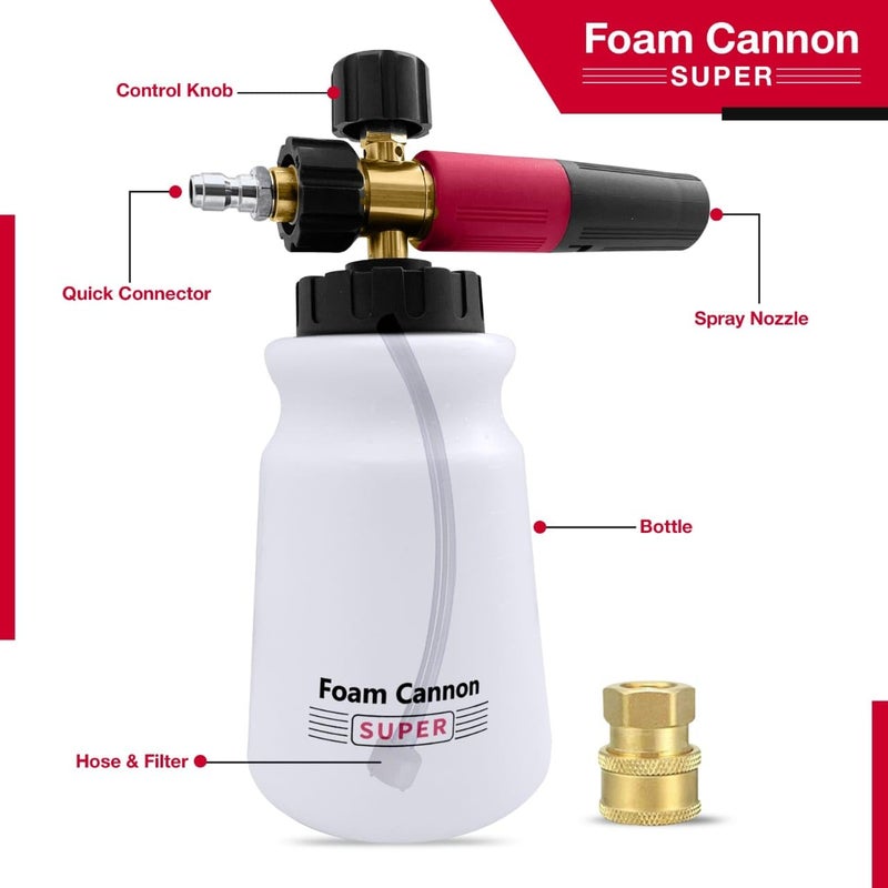 KRISHAK TOOLS Foam Cannon Super Snow Foam Lance Foam Blaster 14 Quick Connector for Pressure Washer - Image 3