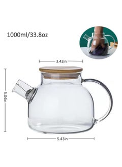 LOOPITYS 1000mlGlass Teapot with Infuser for Loose Tea and Blooming Tea, Heat Resistant Glass Teapot and Kettle for Stovetop, Perfect Tea Maker  - Image 2