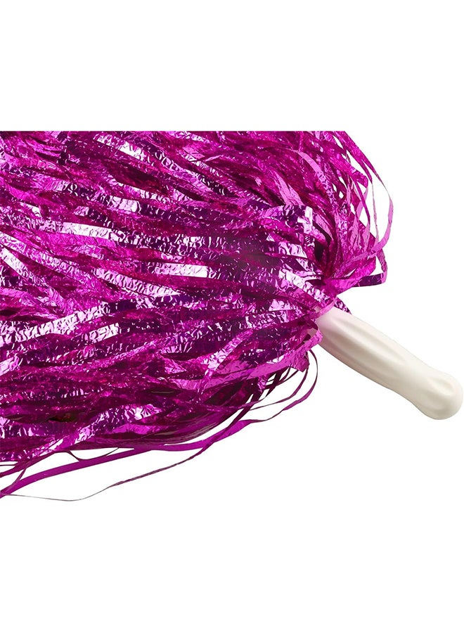 6 Pack Cheerleading Pom Poms with Handle Cheerleader Pompoms Metallic Foil Pompoms for Sports Team Spirit Cheering Party Dance(Pink) - Image 2