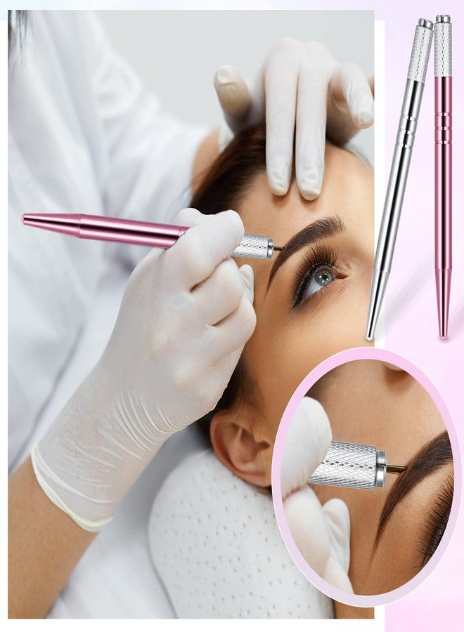 Chumia 10 Pcs Microblading Pens Manual Eyebrow Microblade Pens Aluminum Hand Tools Light Manual Holder for Makeup Supplies Salons,2 Colors (Silver,Pink - Image 5