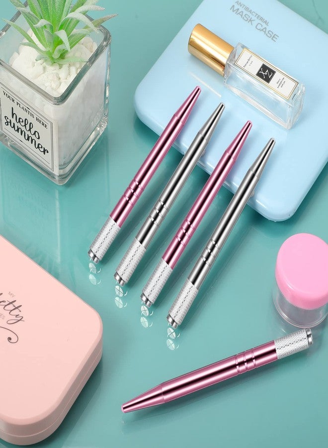Chumia 10 Pcs Microblading Pens Manual Eyebrow Microblade Pens Aluminum Hand Tools Light Manual Holder for Makeup Supplies Salons,2 Colors (Silver,Pink - Image 4