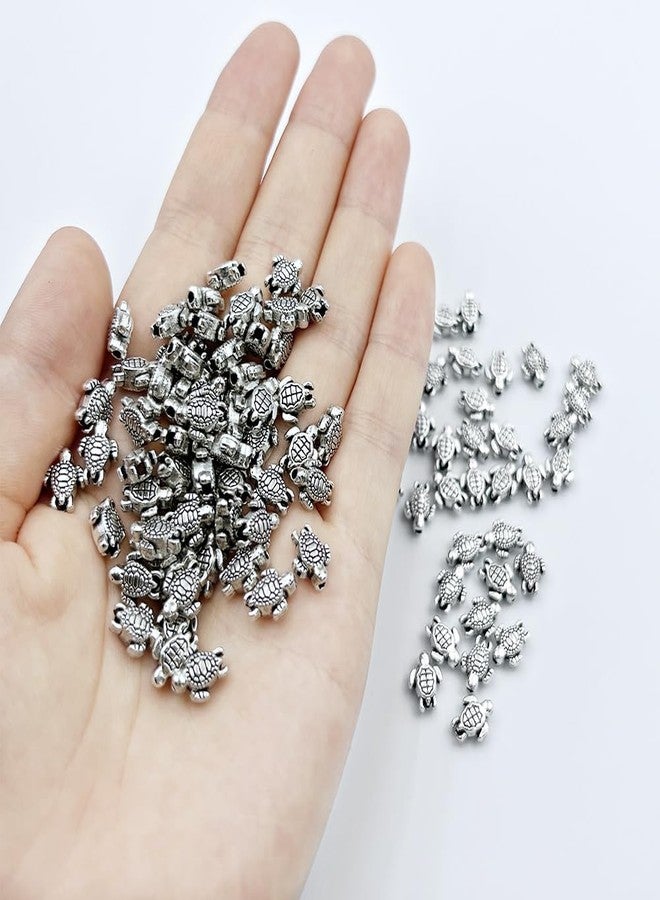 metulip 100Pcs Tiny Turtle Beads Antique Silver Turtle Beads 0.9x0.7cm Mini Turtle Shaped Beads Metal Turtle Beads for Crafts Making Bracelet Necklace Keychain DIY Supplies - Image 2