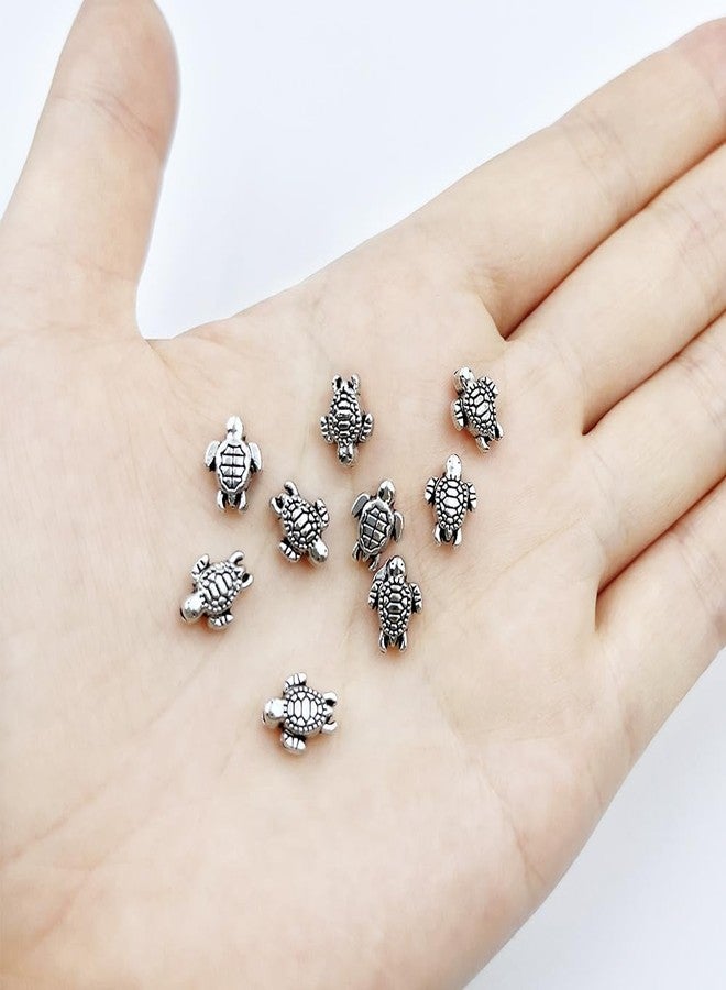 metulip 100Pcs Tiny Turtle Beads Antique Silver Turtle Beads 0.9x0.7cm Mini Turtle Shaped Beads Metal Turtle Beads for Crafts Making Bracelet Necklace Keychain DIY Supplies - Image 3