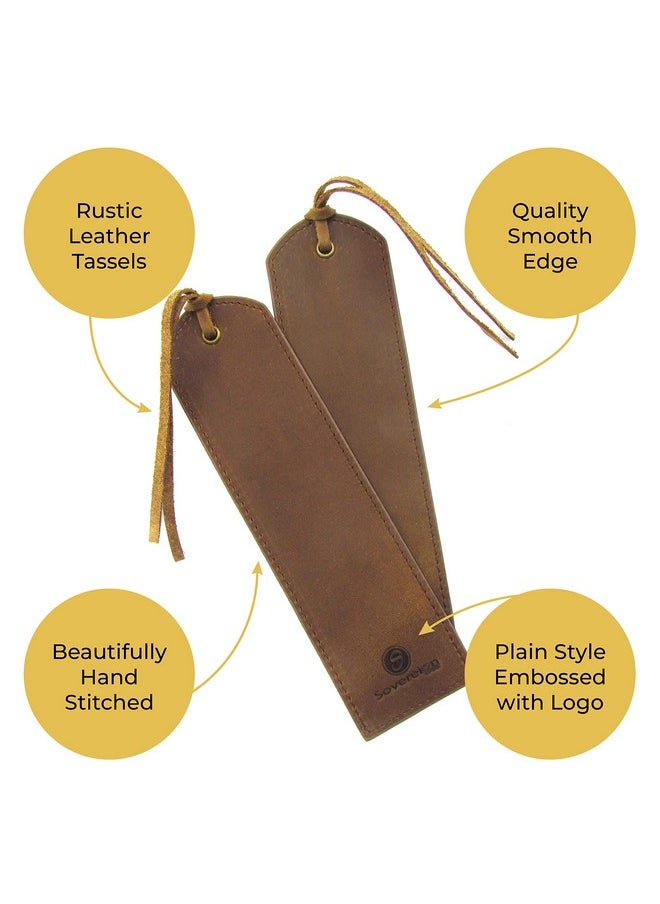 Sovereign-Gear Rks For Men And Women | Quality Brown Mens Bookmark | 2 Smooth Handmade Leather Book Markers For Men Women Book Lovers Readers (7X2) Leather Gift | Sovereign-Gear  - Image 2