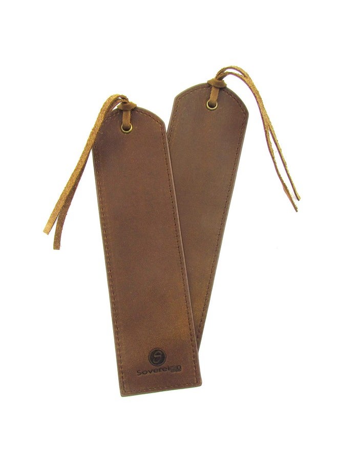 Sovereign-Gear Rks For Men And Women | Quality Brown Mens Bookmark | 2 Smooth Handmade Leather Book Markers For Men Women Book Lovers Readers (7X2) Leather Gift | Sovereign-Gear  - Image 1