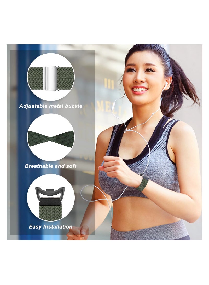 KASTWAVE Braided Nylon Strap Compatible with Xiaomi Smart Band 8, Breathable Stretchable Elastic Sport Fashion Strap Replacement Band for Women Men Children, Green - Image 3