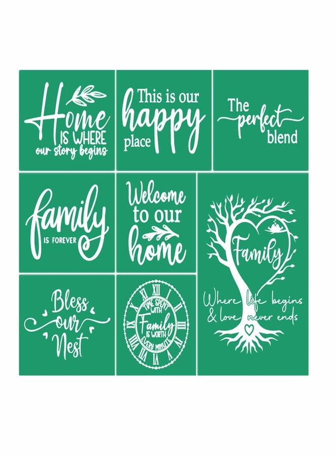 JAJADO Farmhouse Family Silk Screen Stencils Reusable Adhesive Stencil Family Sentiments Welcome Farmhouse Burning Stencils for Painting On Wood Sign Canvas Fabric, Art Craft Paint Stencil 8.5x11“ - Image 1