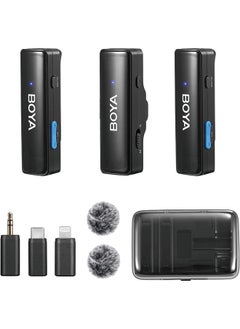 BOYA BOYA BOYALINK Wireless Lavalier Microphone for iPhone Android Camera Vlogging, All-in-One Lapel Dual Mic System & Lightning & USB-C Inputs & Battery Case for Smartphones DSLR YouTube Facebook Live  - Image 1