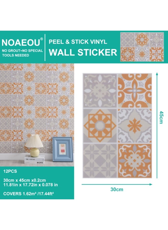 نوايوو ملصقات الحائط، 12 قطعة من لوحات الحائط القابلة للتقشير واللصق، ملصقات بلاط الجدران والأرضيات ذاتية اللصق، ملصقات بلاط مقاومة للماء، ورق حائط من البولي فينيل كلوريد للمطبخ والمقهى والديكور الداخلي (N1009) - Image 2