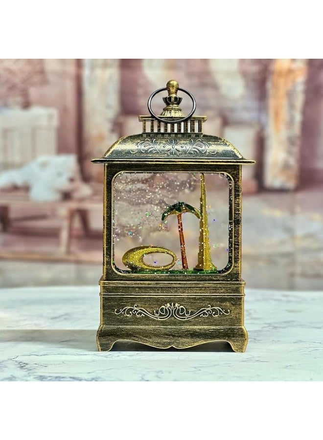 DYD Dubai Landmark LED Water Globe Lantern – Featuring Burj Khalifa, Museum of the Future & Palm Tree – Glitter Swirl Lighted Souvenir | Dubai UAE Gift & Decor Piece Bronze, GMXDB003-4 By DYD Delights - Image 2