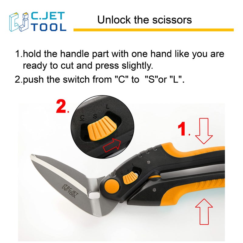 C.JET TOOL 10" Heavy Duty Scissors, Carpet Cutter, Industrial Scissors, Multipurpose, Scissors for Carpet, Cardboard, Leather, Pruning, Gardening, Professional Soft Grip Stainless Steel (Orange) - Image 2