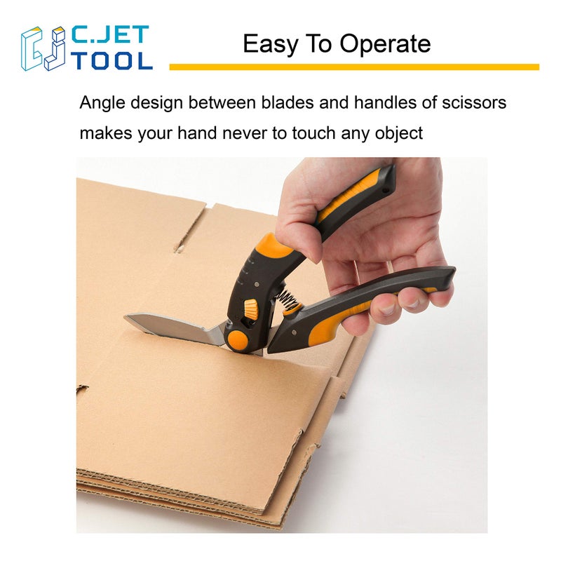 C.JET TOOL 10" Heavy Duty Scissors, Carpet Cutter, Industrial Scissors, Multipurpose, Scissors for Carpet, Cardboard, Leather, Pruning, Gardening, Professional Soft Grip Stainless Steel (Orange) - Image 4