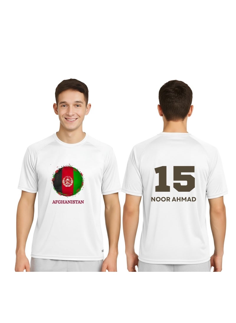 PRINTSHOP4ME Afghanistan Cricket Player Name Dry Fit T-Shirt For Men | Lightweight Half Sleeve Round Neck Jersey | Ideal For Sports,Training & Casual Wear - Image 1