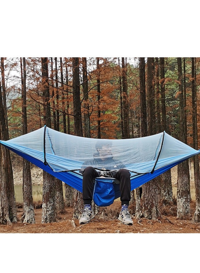 Automatic quick-opening mosquito net hammock outdoor camping pole mosquito net hammock anti-rollover nylon hammock with mosquito net - Image 3