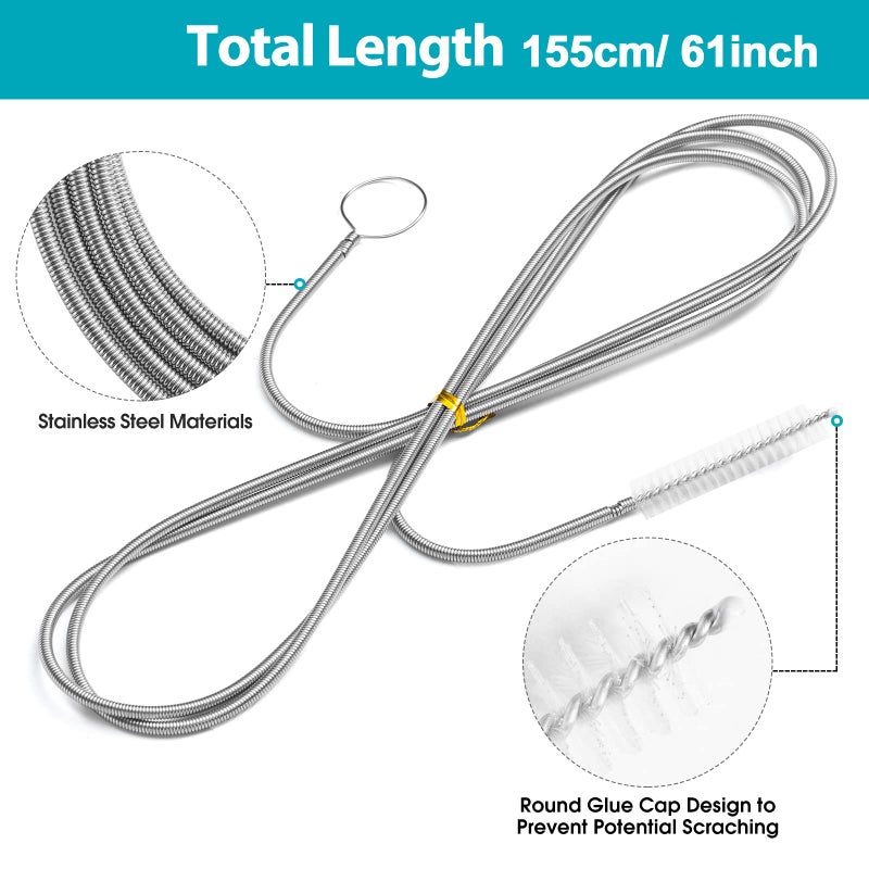 RayTour Long Drain Brush Flexible Feeding Tube Brush Slim Cleaning Brush Hose Pipe Brush - Image 2