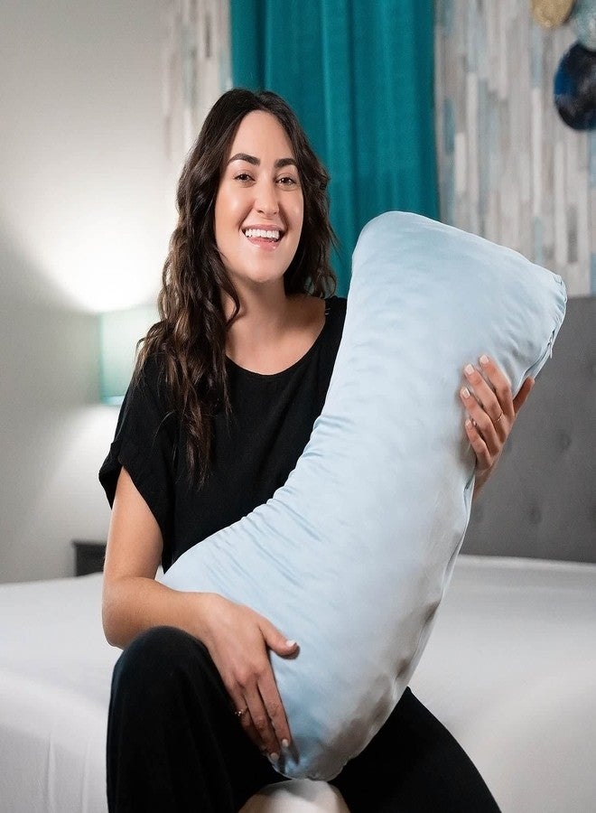 Honeydew Queen Side Pillow Case - Fits The Scrumptious and Essence Curved Pillows for Side Sleeping - Comfortable and Soft Cooling Viscose Made from Bamboo Fabric - Queen Size (Coastal Blue) - Image 3
