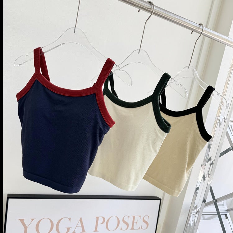 Girls Color Contrast Sports Sling Vest Women'S All-In-One Cup Quick-Dry Bra Pilates Yoga Fitness Suit - Image 4