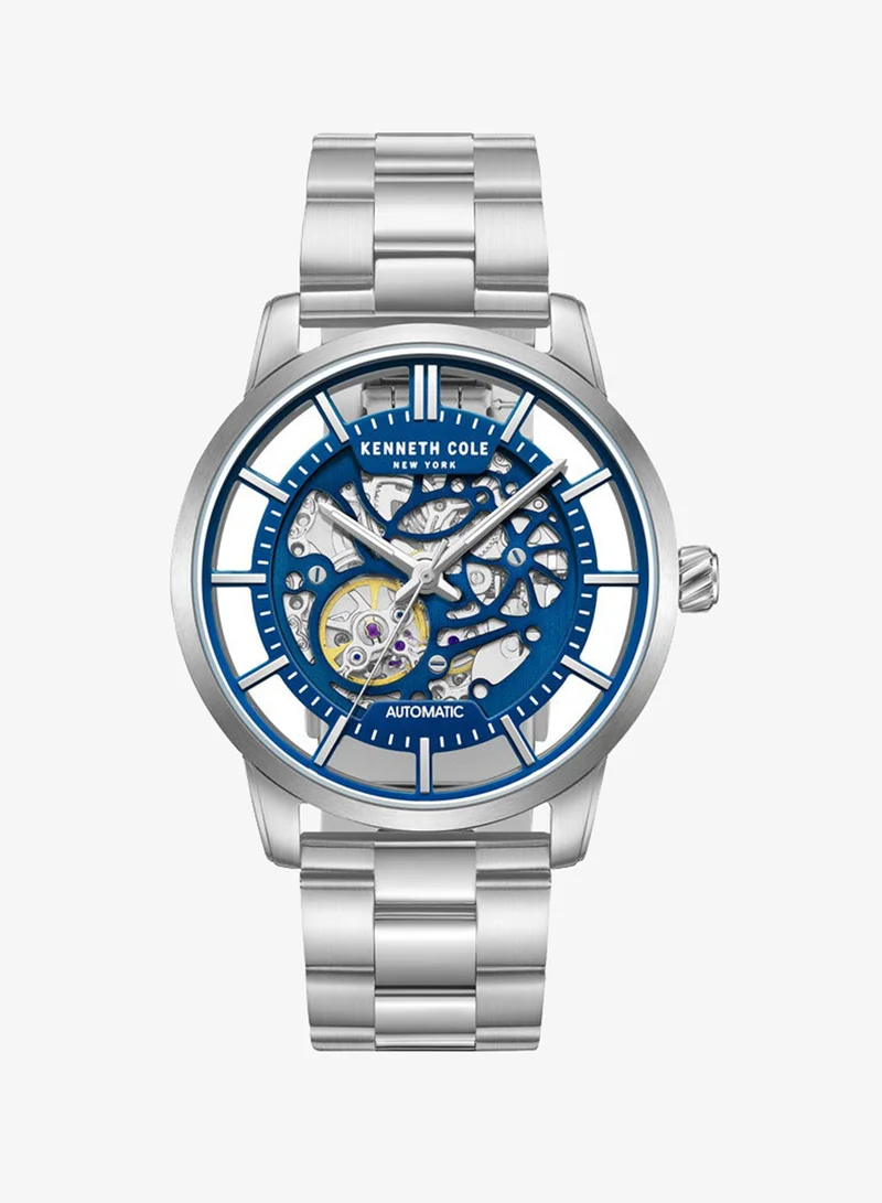 Kenneth Cole New York Kenneth Cole New York 44.5mm Automatic Men's Watch with Blue Dial & Stainless Steel Bracelet