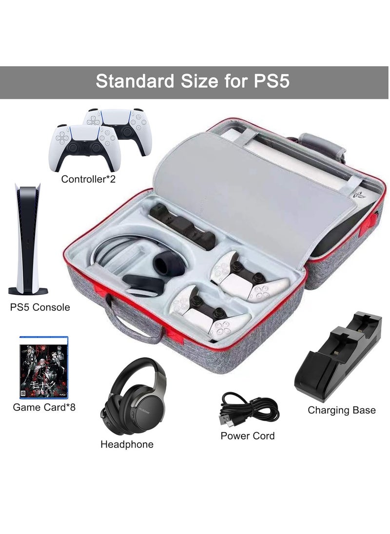 نكومي حقيبة حمل PS5، حقيبة تخزين ألعاب PS5، حقيبة سفر متوافقة مع وحدة تحكم أقراص Playstation 5، محمولة على شكل جسم متقاطع على حقيبة متينة، مقاومة للماء، سعة كبيرة - رمادي  - Image 4