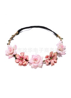 Bohemian Bridal Floral Headband Wristlet Set Edge powder