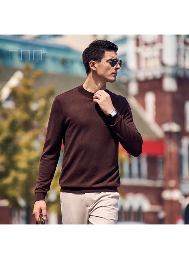 Mr. Bu Mr. Bu Dawei Celebrity- Pired Autumn And Winter Machine-washable Pure Wool Sweater For Men, Cigar Brown, Xxl/185  - Image 1