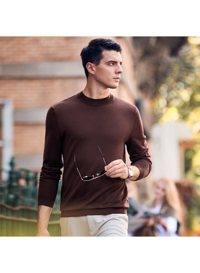 Mr. Bu Mr. Bu Dawei Celebrity- Pired Autumn And Winter Machine-washable Pure Wool Sweater For Men, Cigar Brown, Xxl/185  - Image 2