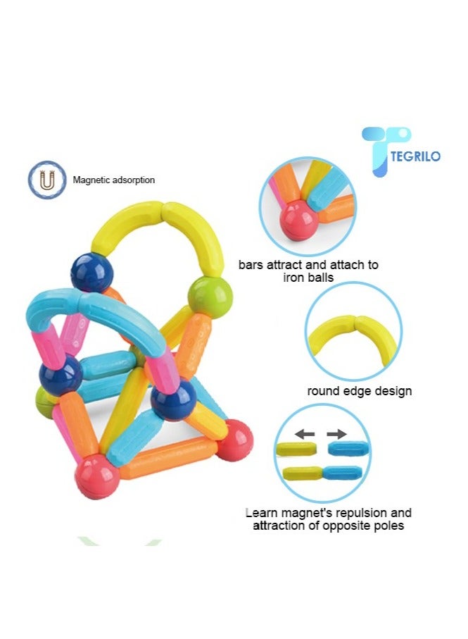 Loquat 42 PCS Magnetic Building Blocks Toy, Stacking Stick Rods and Ball Educational Construction Puzzle for Kids - Image 5