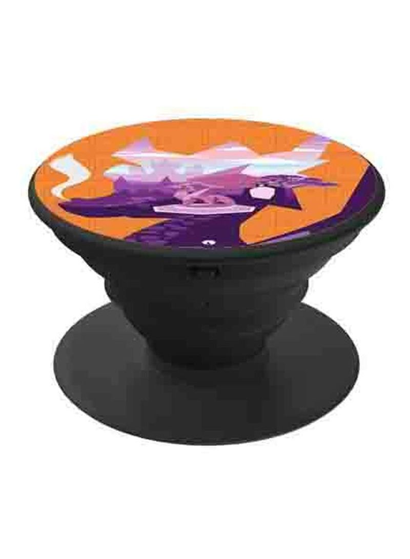 RKN Printed Pop Up Finger Grip Phone Holder Black/Orange/Purple - Image 1