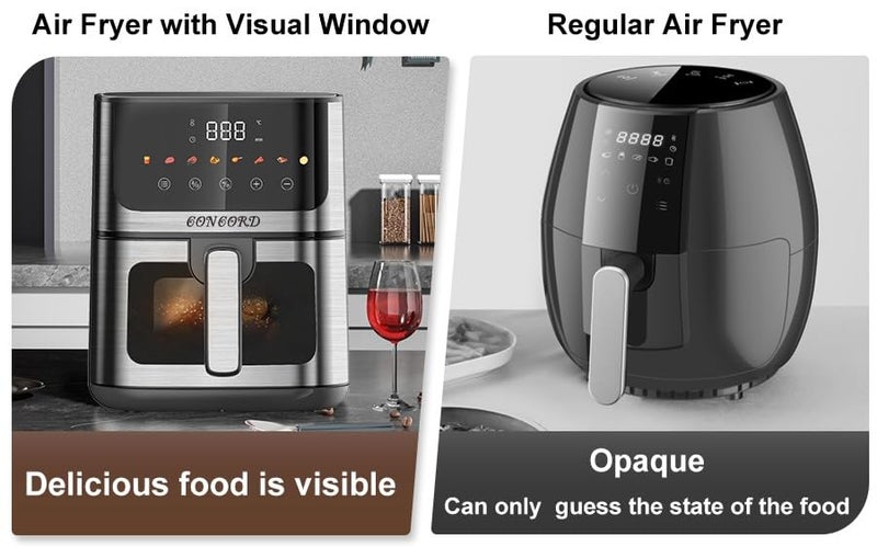 Concord 5L Air Fryer 1400W Digital Coloured Touch Screen SeeThrough Window 15m Cord Black Silver - Image 5