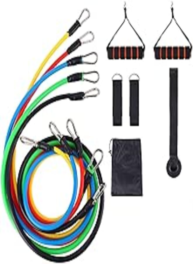 SportQ SportQ Resistance 11 Piece Belt Set, Workout Belts, Workout Bandanas, Fitness Elastic Band with Handles Set for Home Workouts, Weight Lifting Stretch Straps with Door Anchor and Handles