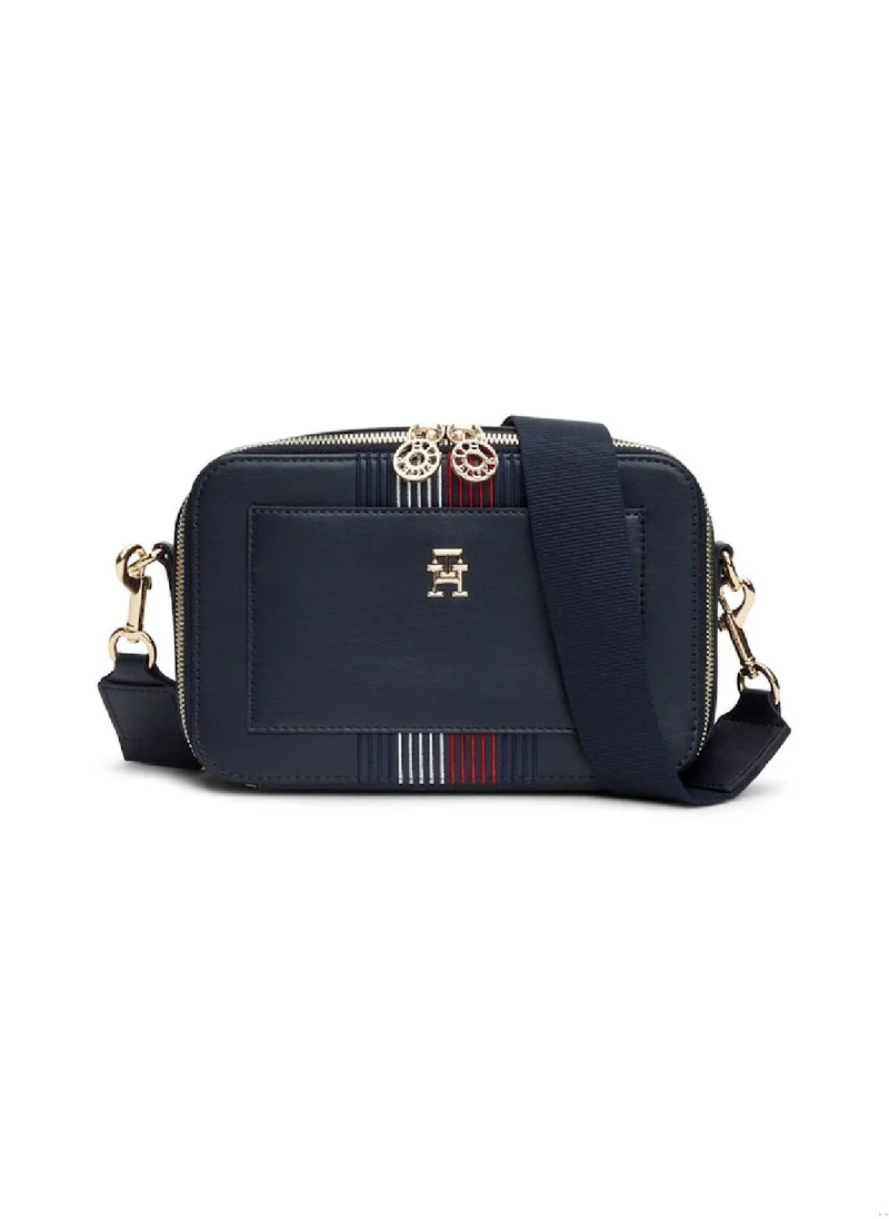 TOMMY HILFIGER Women's TH Distinct Camera Crossover Bag - Faux Leather, Blue