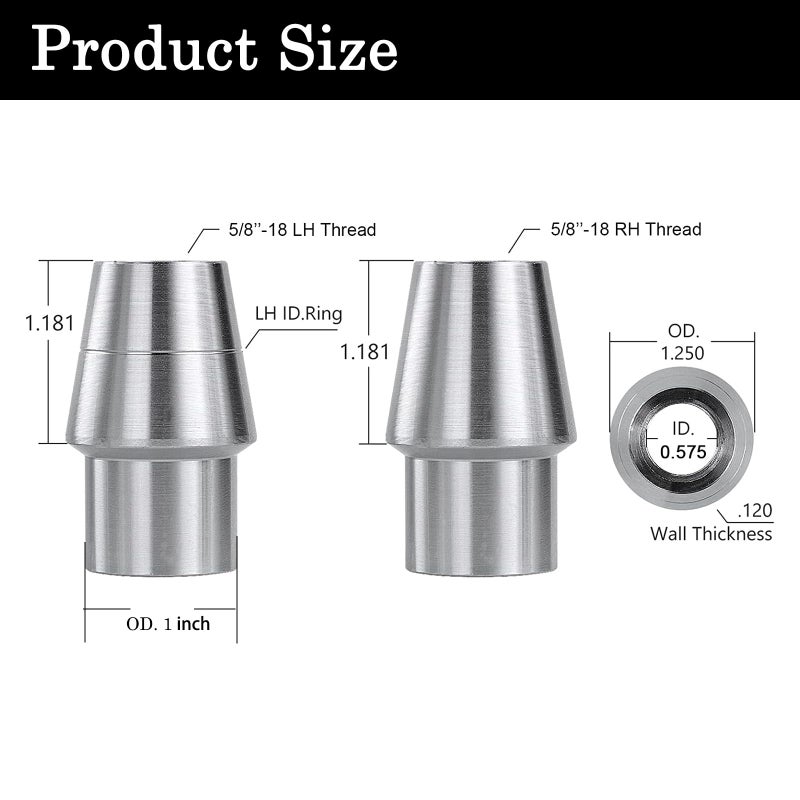 GÃ¼ren GaiRen 5/8â€ Heim Joints Rod End Kit, .625â€ Chromoly Joints Panhard kit Right and Left Hand Thread (2 Pair) - Image 3
