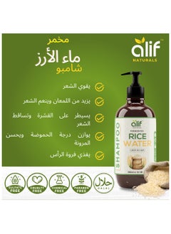 ALIF NATURALS Fermented Rice Water Shampoo | Strengthen & Growth Formula fully Organic enriched with Argan oil & Keratin anti hair fall for All Hair Types-Color & Styling | 300ML  - Image 3