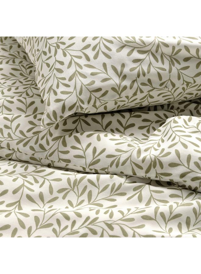 erorex Duvet Cover And 2 Pillowcases White/Green 240X220/50X80 Cm - Image 2