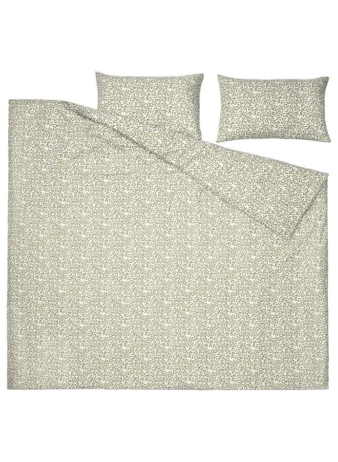 erorex Duvet Cover And 2 Pillowcases White/Green 240X220/50X80 Cm - Image 5