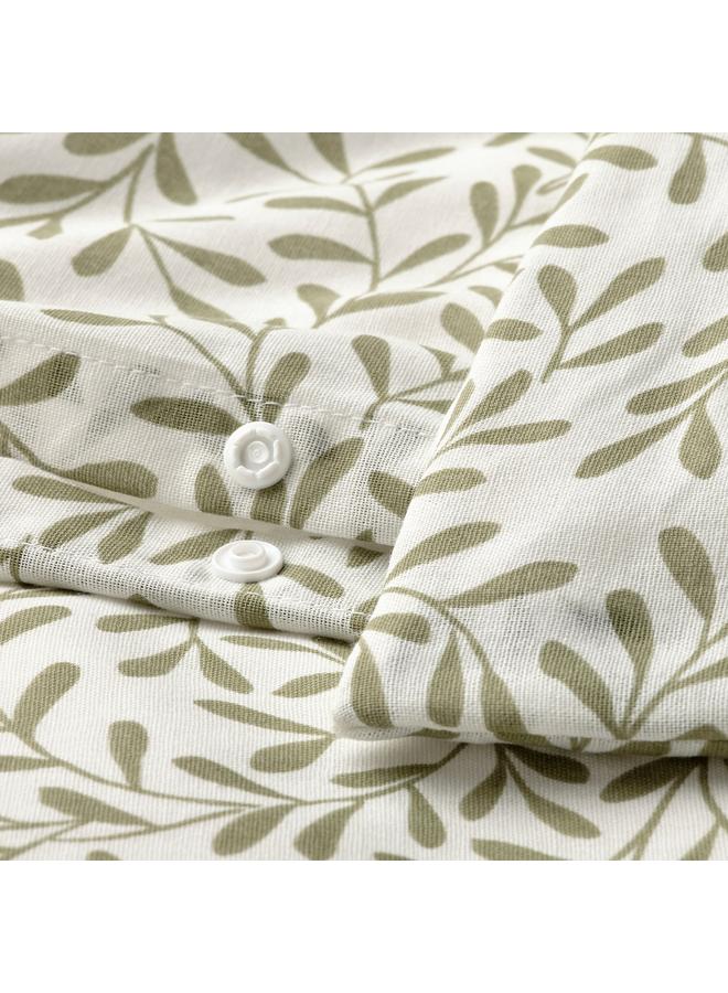 erorex Duvet Cover And 2 Pillowcases White/Green 240X220/50X80 Cm - Image 4