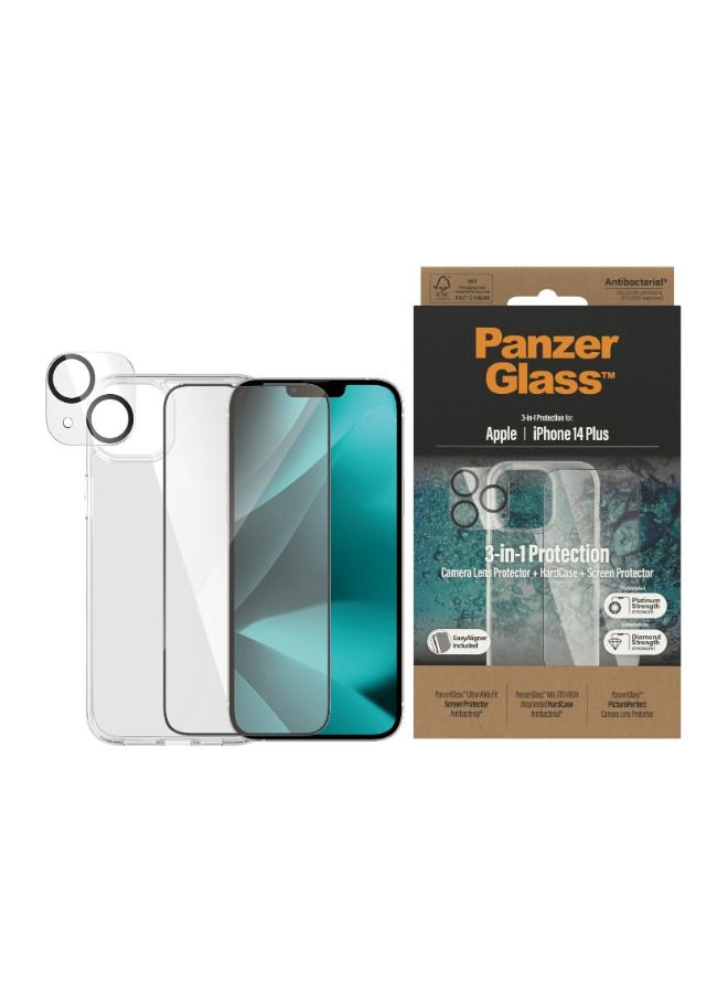 PanzerGlass Apple iPhone 14 Plus (6.7" 2022) ULTIMATE PROTECTION  3-in-1  Bundle - ClearCase + Screen Protector + Camera Lens Protector - Clear - Image 2