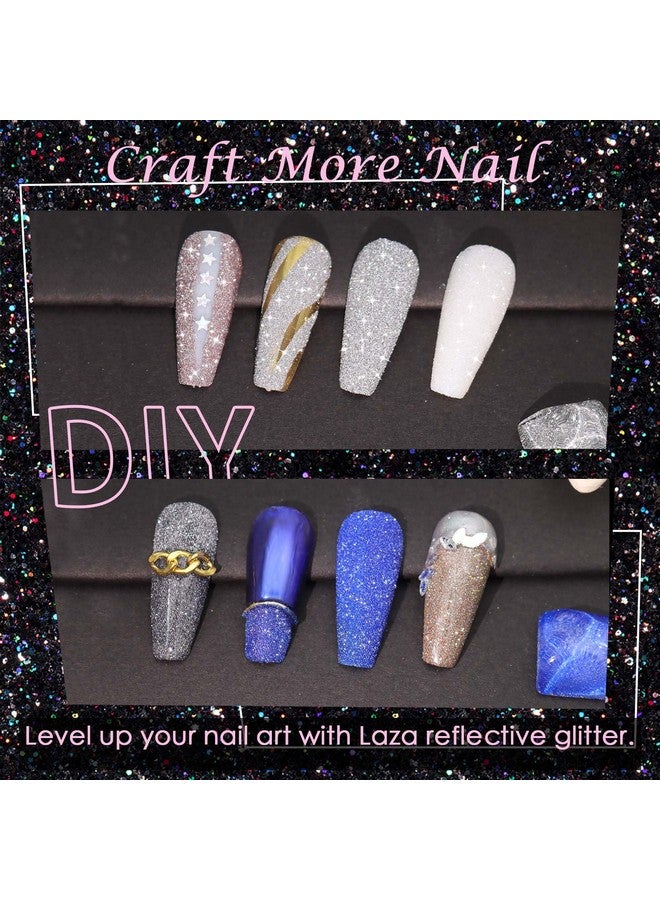 Laza 1.5g/0.05oz Diamond Nail Glitter Reflective Glitter Rhinestones Diamond Dust Pixie Crystals for Nails Holographic Nail Powder Glitter Decorations for Nail Art Tips Manicure - Sparkle White - Image 3