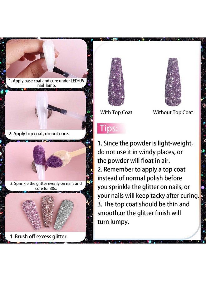 Laza 1.5g/0.05oz Diamond Nail Glitter Reflective Glitter Rhinestones Diamond Dust Pixie Crystals for Nails Holographic Nail Powder Glitter Decorations for Nail Art Tips Manicure - Sparkle White - Image 5