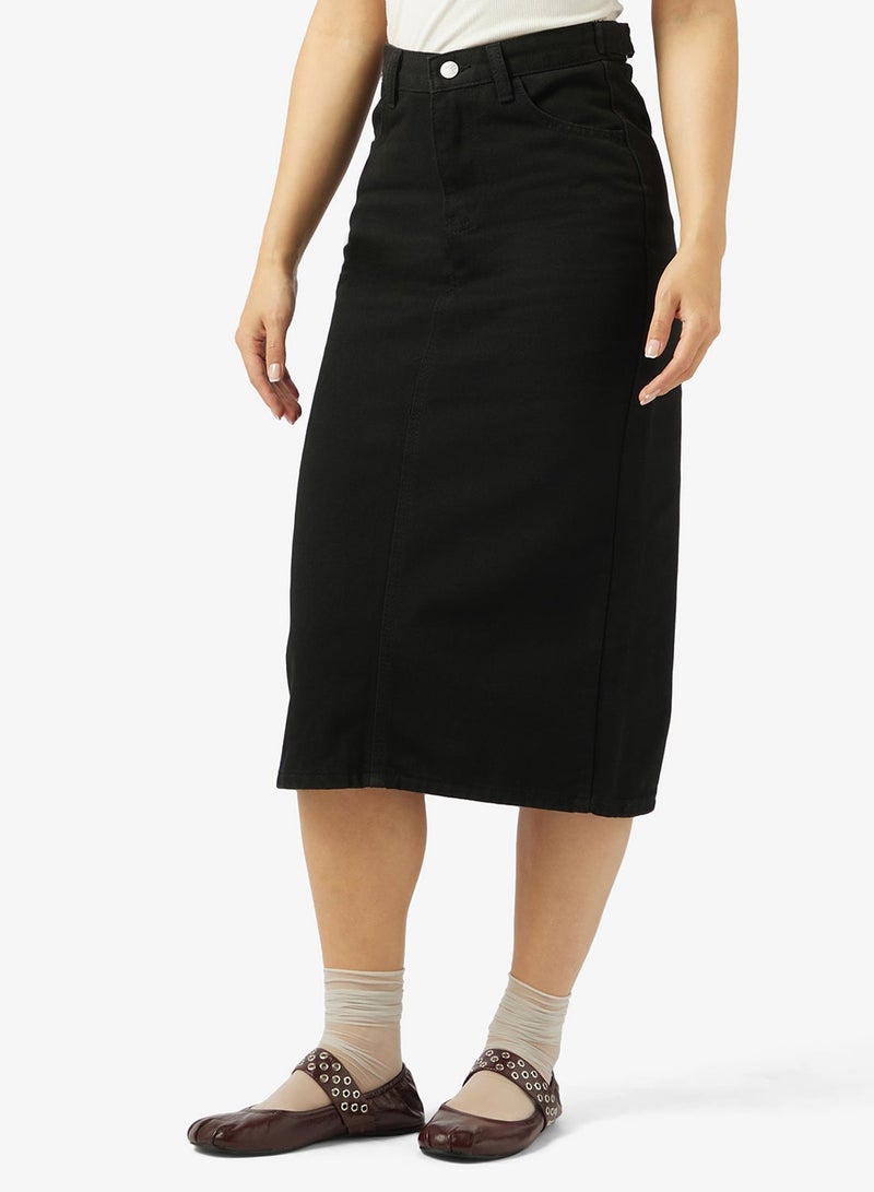 Ginger Denim Straight Fit Midi Skirt - Image 2
