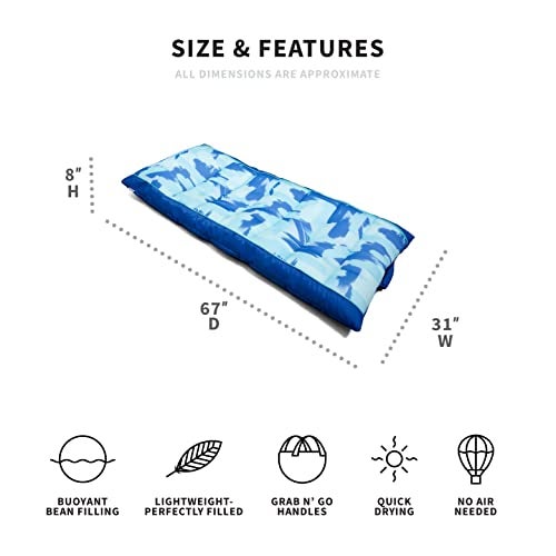 Big Joe Kona No Inflation Needed Pool Lounger with Headrest Paintbrush Blue Double Sided Mesh Quick Draining Fabric 55 feet Big - Image 5