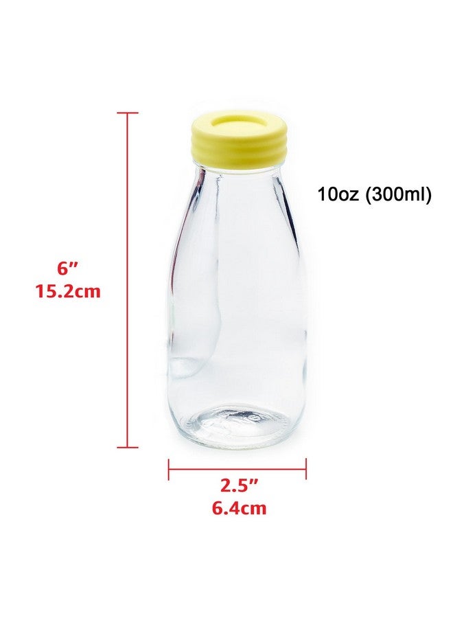 Hayley Cherie 10oz Glass Milk Bottles with Colorful Leak Proof Lids & Reusable Straws, 9 Pack Juice Bottles, Airtight Caps, Vintage Style for Smoothies, Juicing, Drinks, Beverages, Parties - Image 4