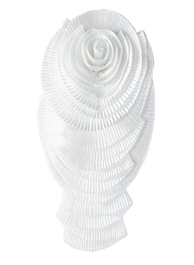 Zthread Ruffed Lace Fabric Brooch Pin Big Flower Pleated Chiffon Fabric Appliques Women Shoulder Decoration Trim (White) - Image 1