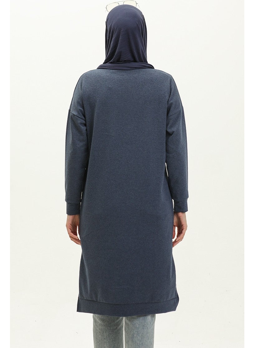 Sefa Merve Two Thread Slit Detailed Sports Tunic 3010-04 Indigo  - Image 5
