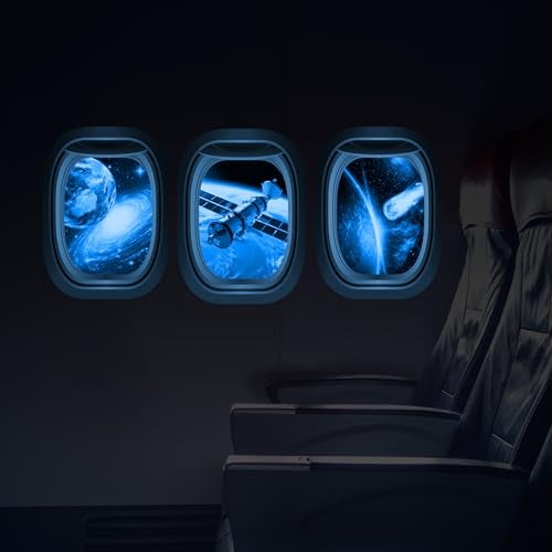 Robmoda Glow in The Dark 3D Space Wall Decals Set of 3 Galaxy Window Stickers for Wall Space Themed Room Decor for Kids Boys Blue - Image 1